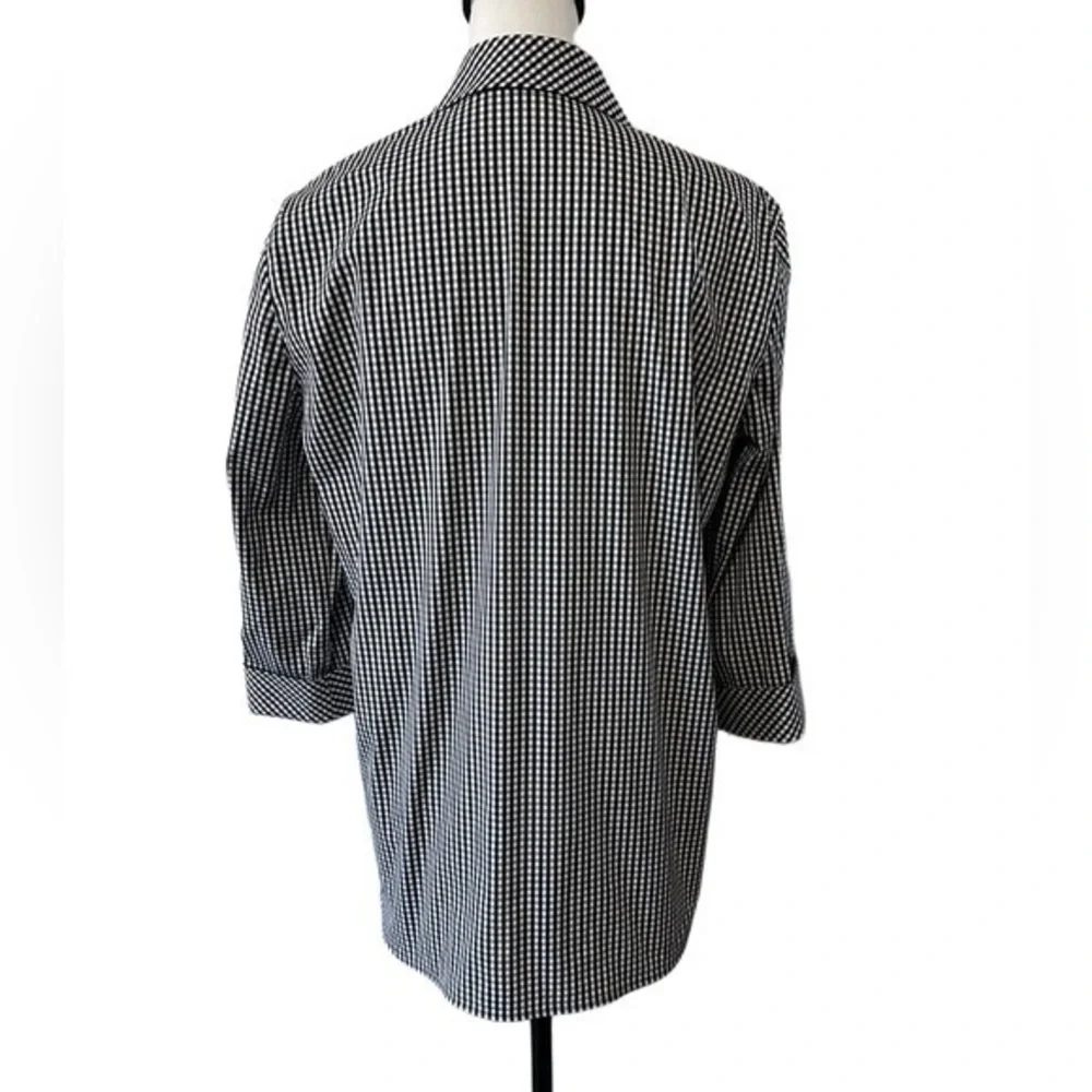 Lafayette 148 New York Paget Ithaca Mini Check Shirt Size M - Picture 5 of 7